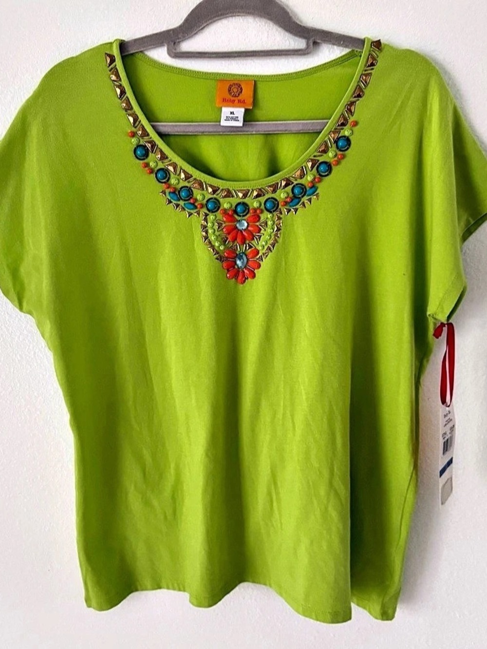 Ruby Rd. Lush Life 2015. Embellished Green Tee XL NWT